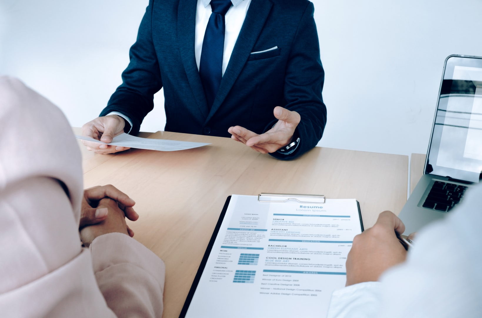 azimtriko business situation job interview concept job seeker present resume managers Large